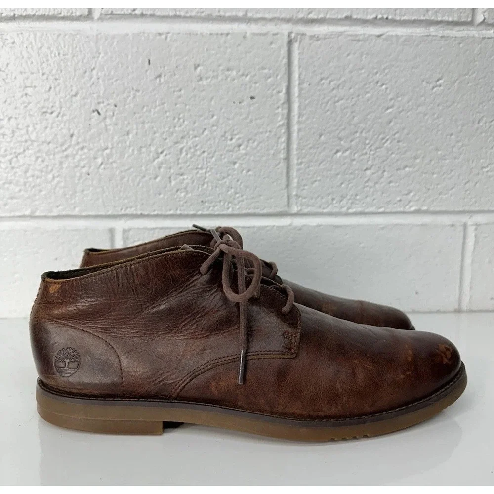 Timberland Yorkdale Brown Leather Lace Up‎ Chukka Boots A22GK Men's Size 9